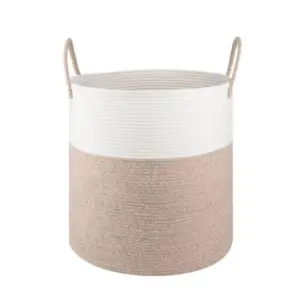 Cotton 12x14 Inch-Kidi-Handle Storage Basket For Clothes (Kidi-White)