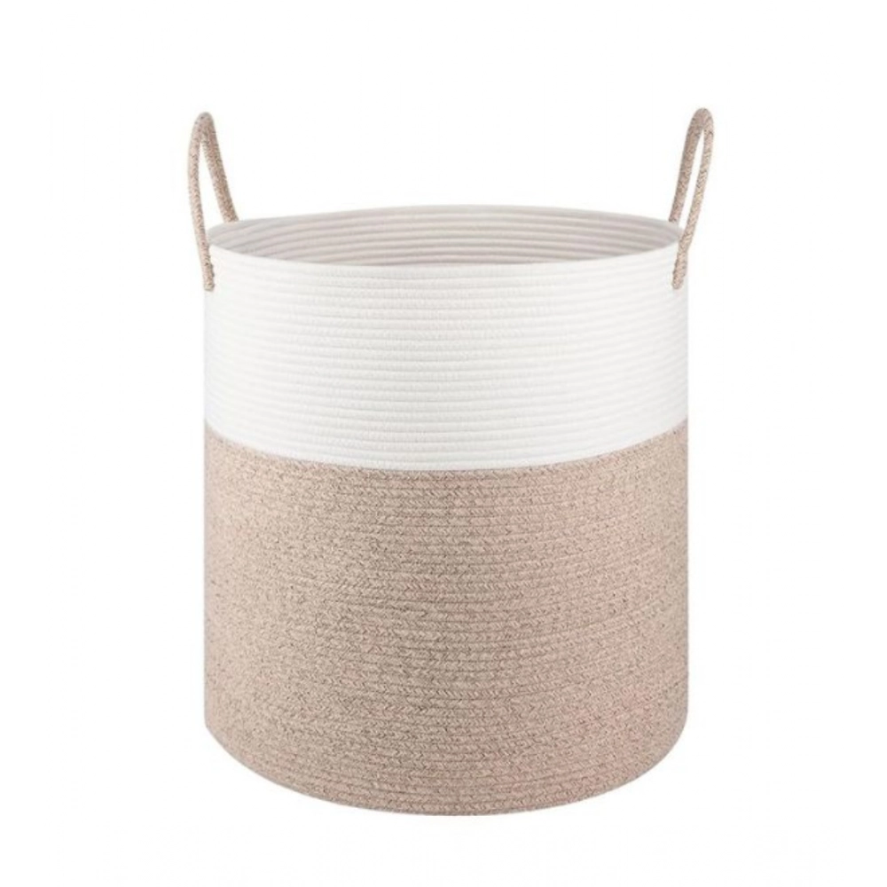 Cotton 12x14 Inch-Kidi-Handle Storage Basket For Clothes (Kidi-White)