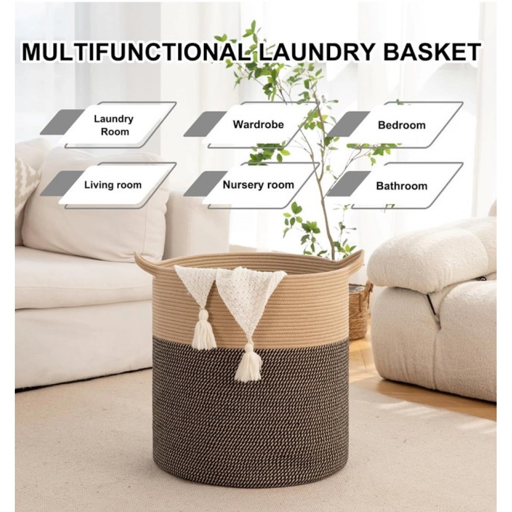 Cotton 12x14 Inch -Storage Basket For Clothes (Dark Brown) - Image 4