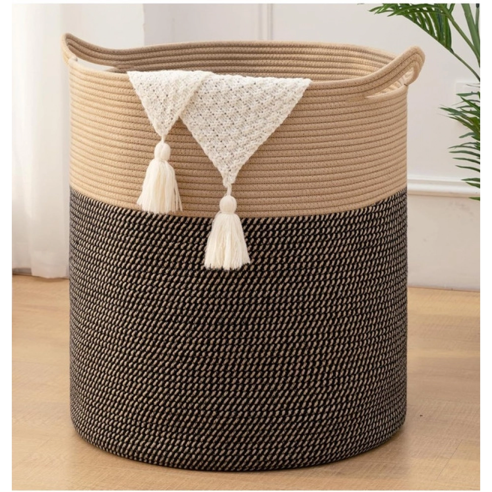 Cotton 12x14 Inch -Storage Basket For Clothes (Dark Brown) - Image 3