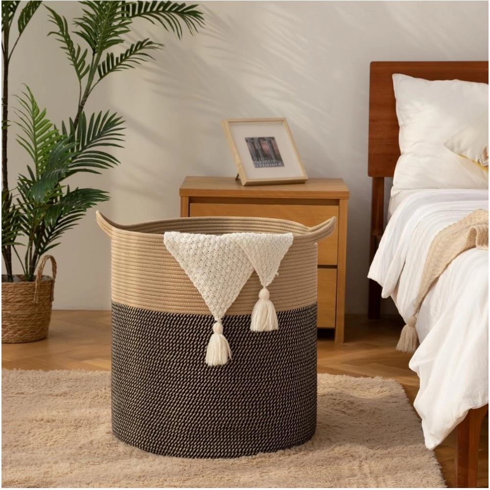 Cotton 12x14 Inch -Storage Basket For Clothes (Dark Brown) - Image 2