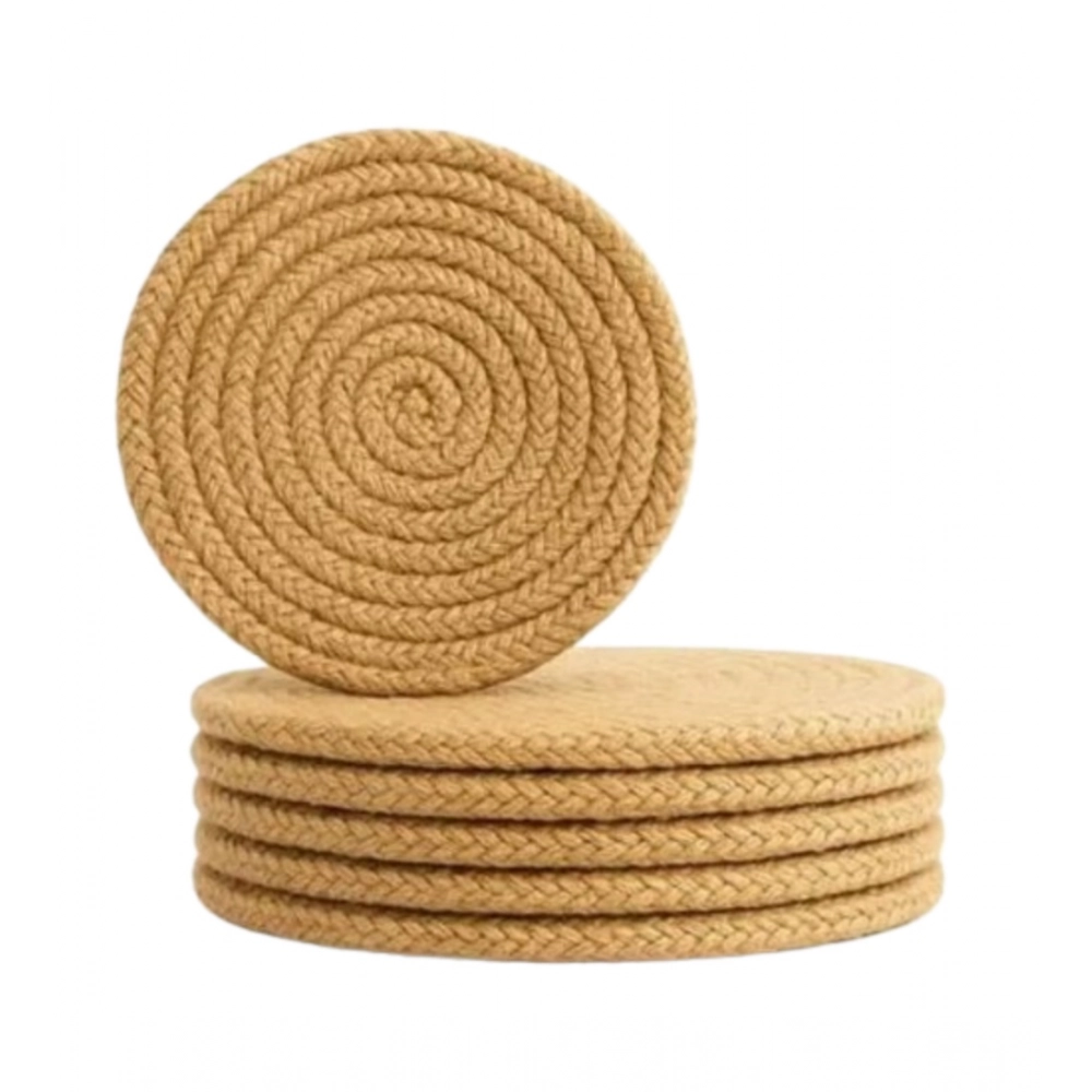 Cotton 6 Pcs Set Tea Coaster 6 Pcs Set (Beige)