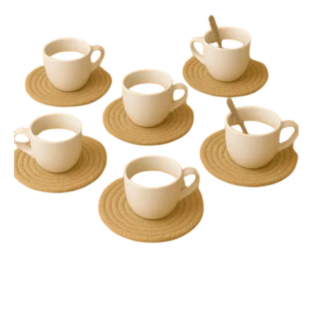 Cotton 6 Pcs Set Tea Coaster 6 Pcs Set (Beige) - Image 3