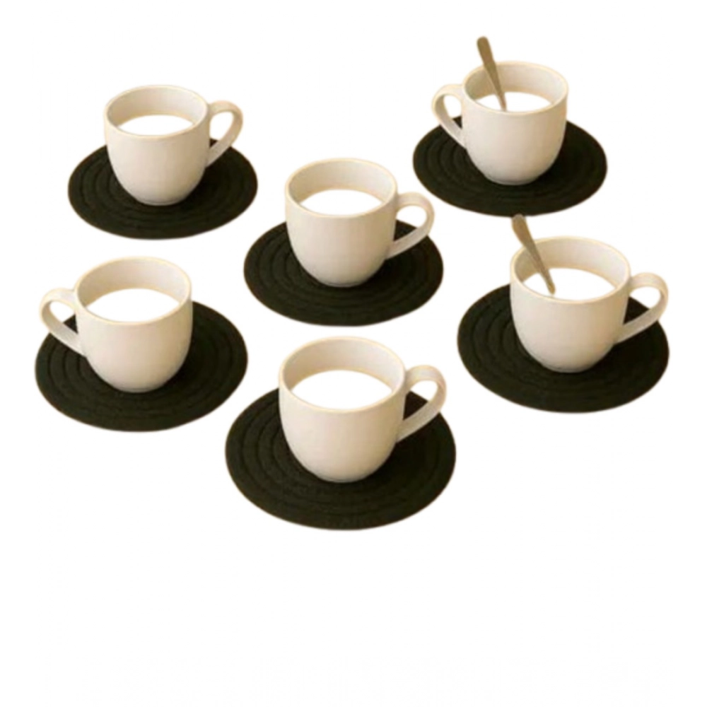 Cotton 6 Pcs Set Tea Coaster 6 Pcs Set (Black) - Image 3