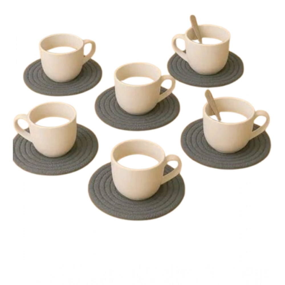 Cotton 6 Pcs Set Tea Coaster 6 Pcs Set (Gray) - Image 2