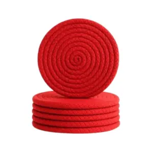 Cotton 6 Pcs Set Tea Coaster 6 Pcs Set (Red)