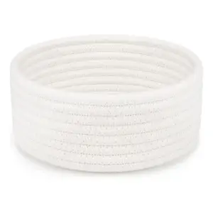 Cotton 8x3 Inch Round 1 Pcs Bedside Organizer (White)