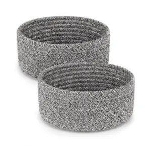 Cotton 8x3 Inch Kidi Round 2 Set Bedside Organizer (Black)