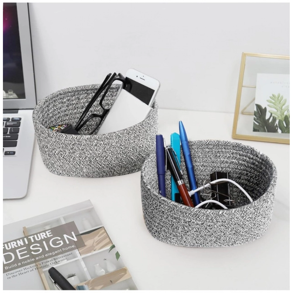 Cotton 8x3 Inch Kidi Round 2 Set Bedside Organizer (Black) - Image 3
