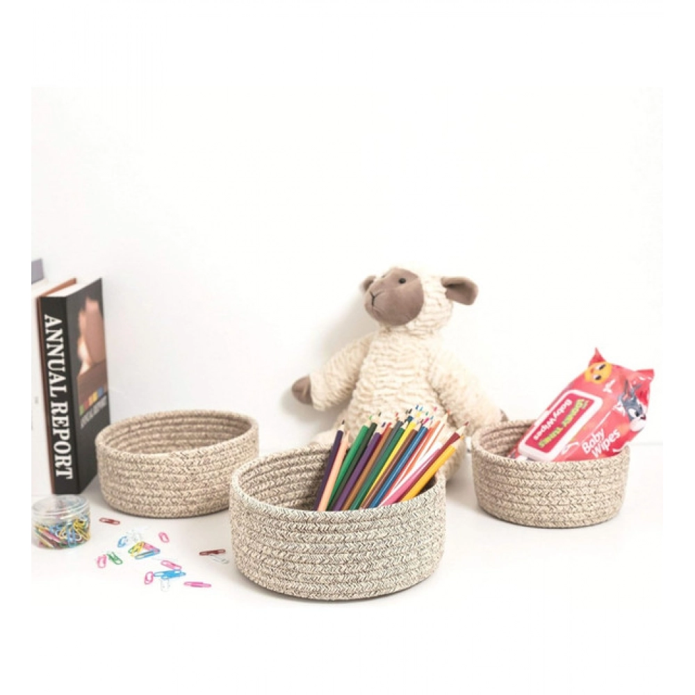 Cotton 8x3 Inch Kidi Round 3 Set Bedside Organizer (Kidi) - Image 4