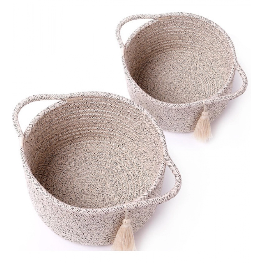 Cotton 8x4 Inch Round 2 Set Kidi With Jhalar Bedside Organizer (Kidi) - Image 4