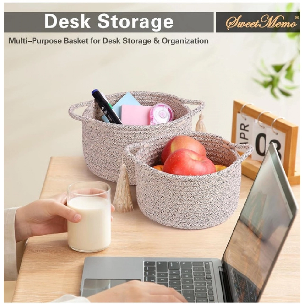 Cotton 8x4 Inch Round 2 Set Kidi With Jhalar Bedside Organizer (Kidi) - Image 2