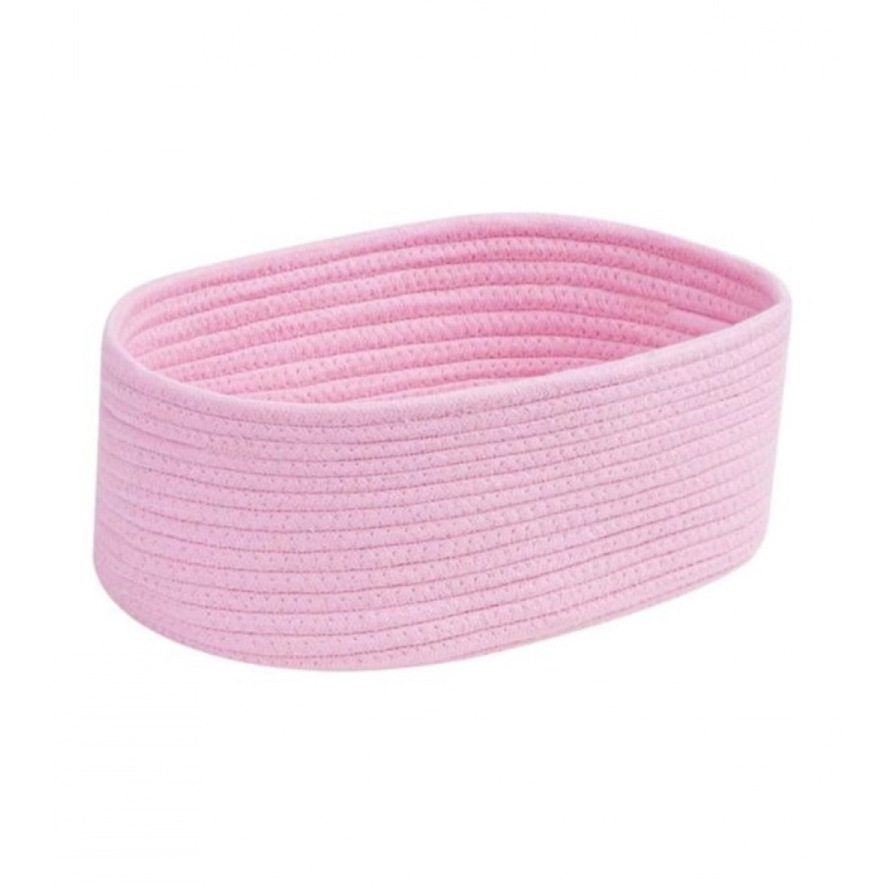 Cotton Oval 10x7x5 Inch Bedside Organizer (Pink) - Image 2