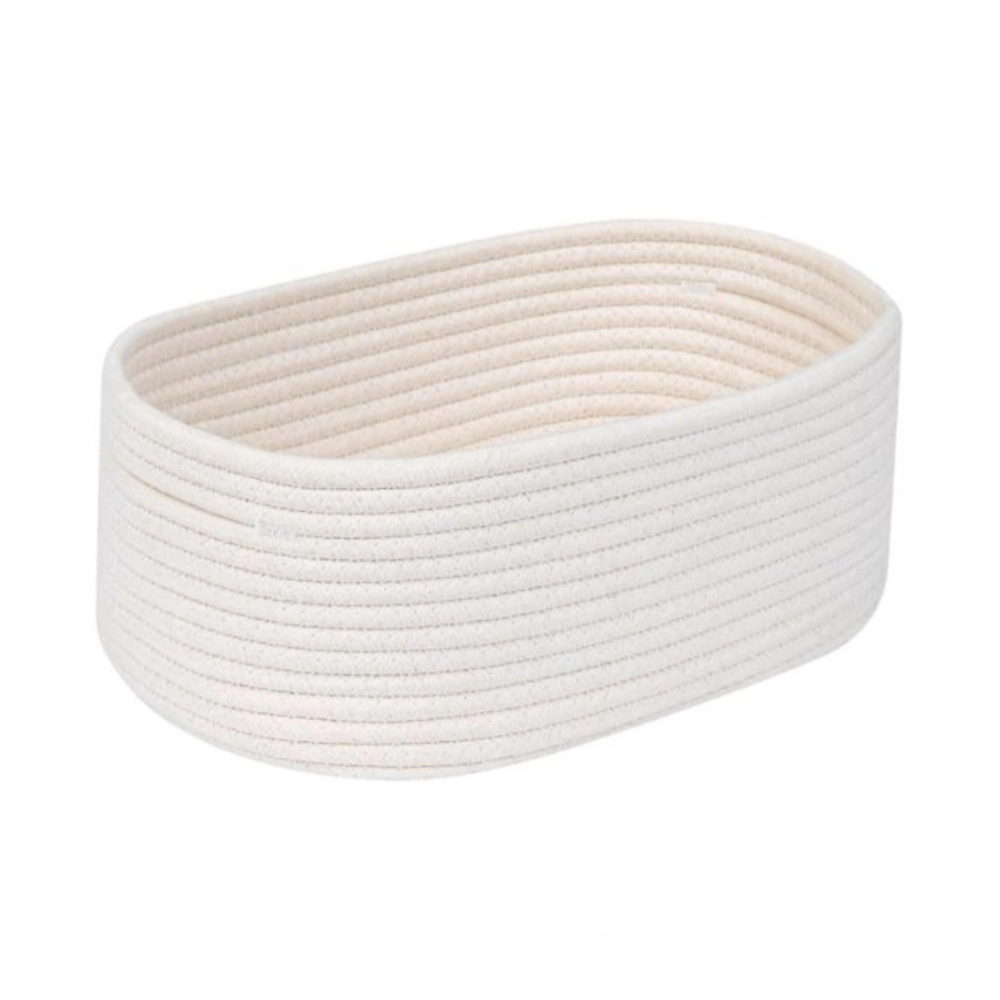 Cotton Oval 10x7x5 Inch Bedside Organizer (White) - Image 2