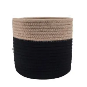 Cotton Flower Pot (Beige Black)