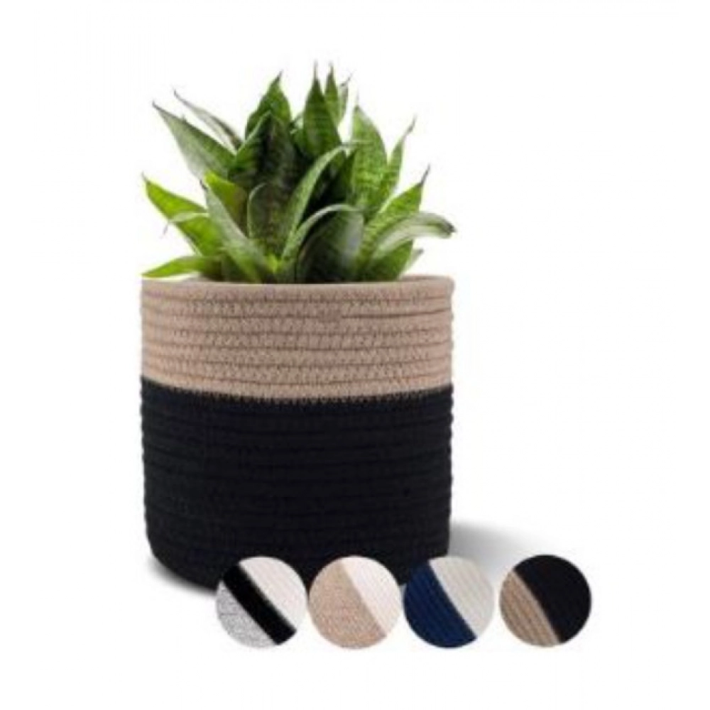 Cotton Flower Pot (Beige Black) - Image 2