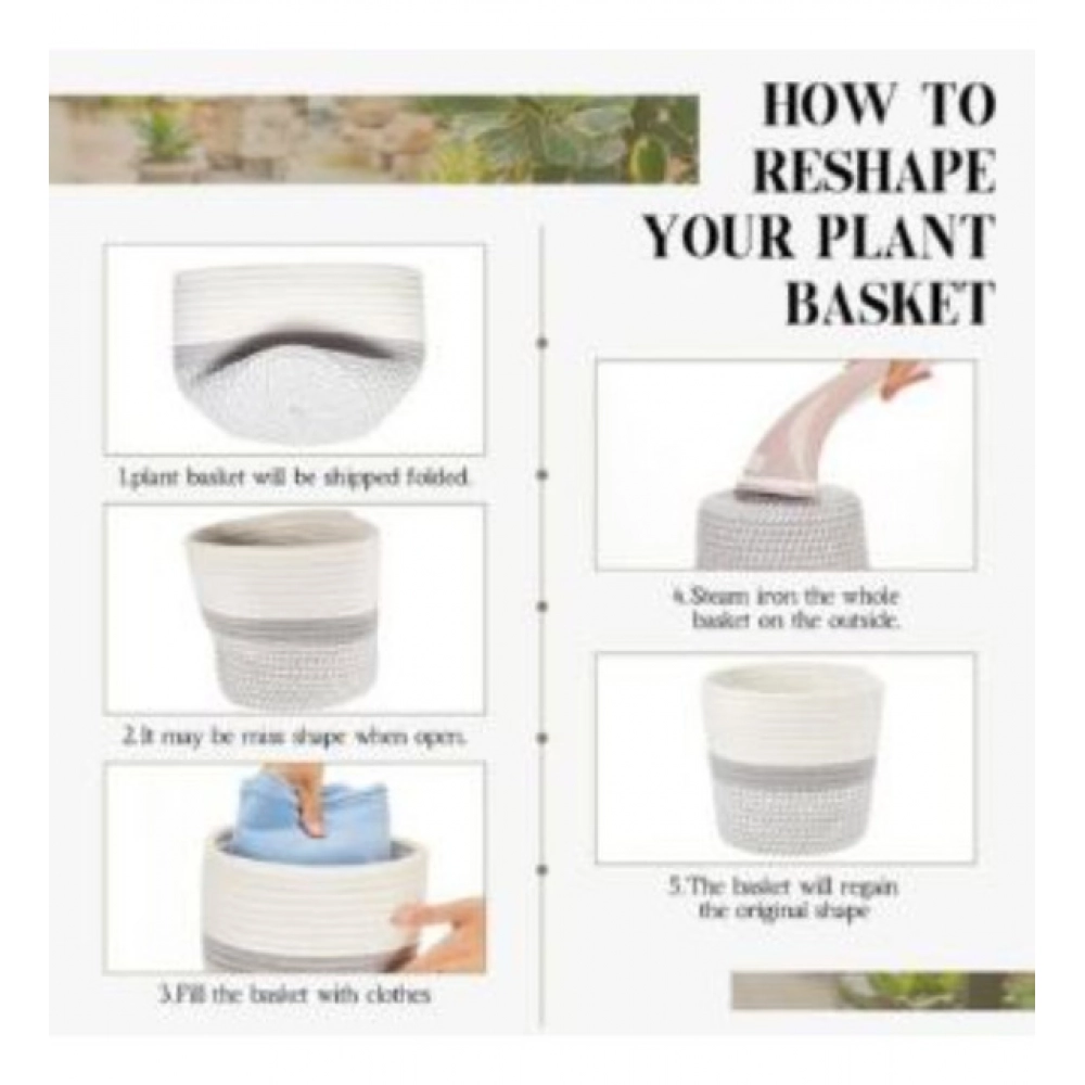 Cotton Flower Pot (Gray White) - Image 2