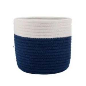 Cotton Flower Pot (White Blue)