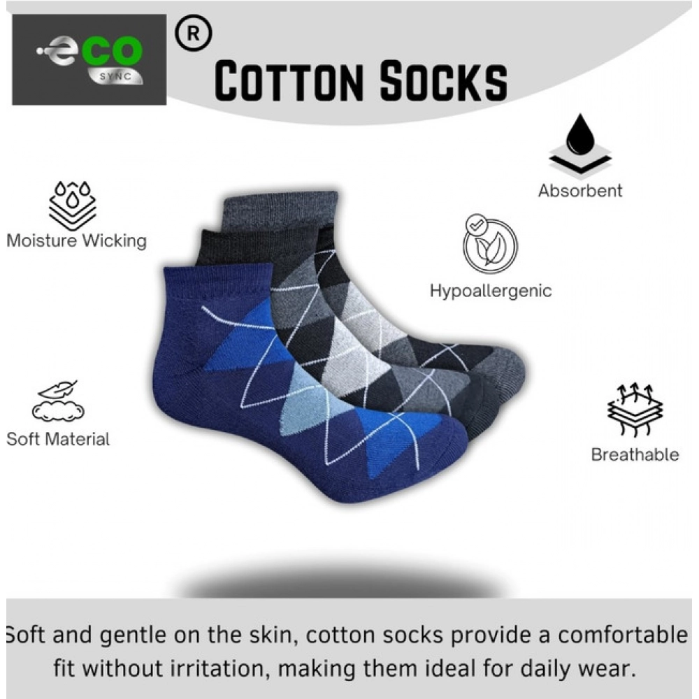 3_Pair Set Unisex Casual Cotton Printed Low Cut Socks (Multicolor) - Image 3