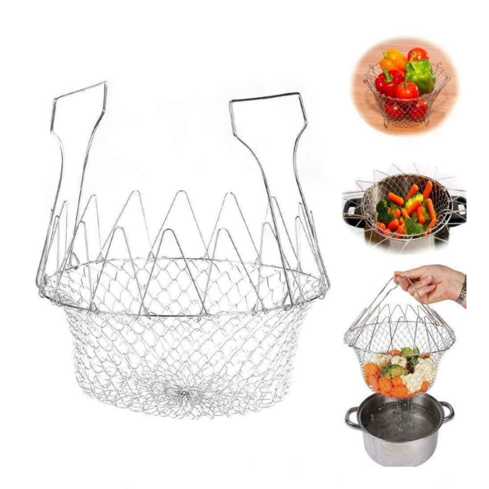 Foldable Chef Basket – Multi-Function Strainer And Steamer (Color: Assorted ) - Image 4