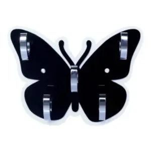 Pack Of 2_Butterfly Key Holder – Decorative Wall Mount Key Organizer (Color: Black)