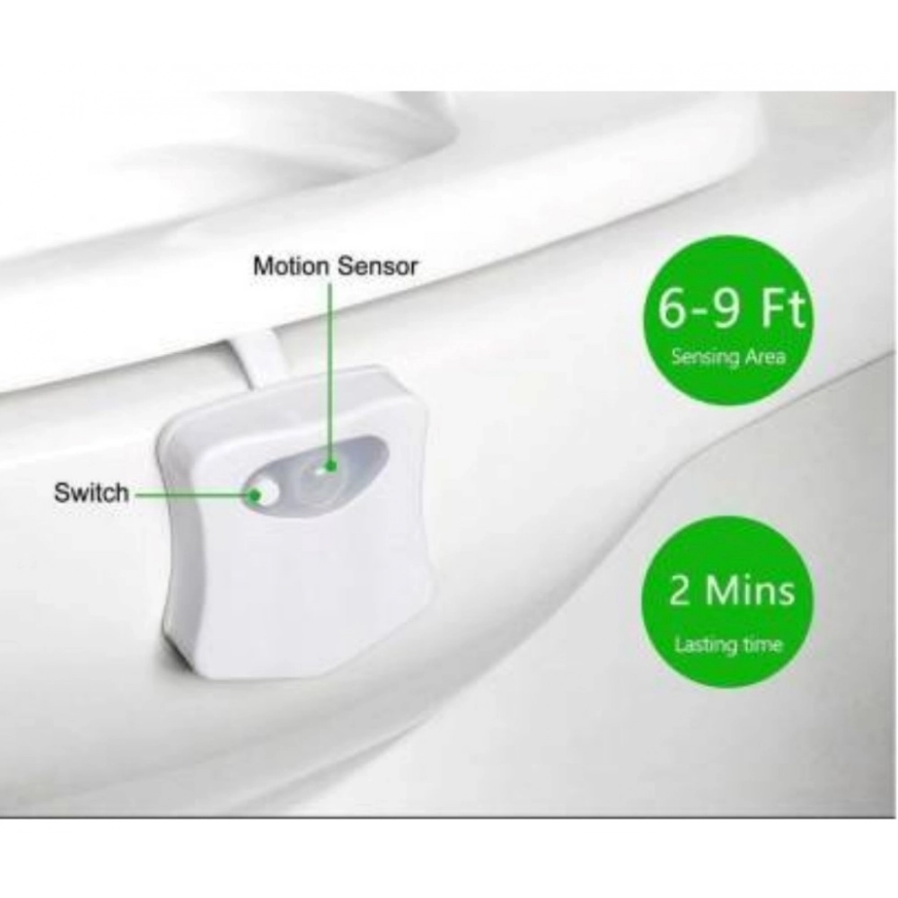 Pack of 2_Toilet Bowl Night Light – Motion Sensor LED Toilet Lamp (Color: Assorted ) - Image 2