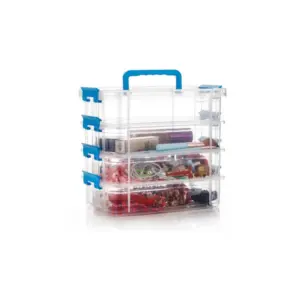 Plastic 4 Layer Partition Box Saving Organiser With Lid (Multicolor)