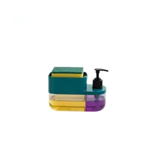 Plastic 3-in-1 Liquid Soap Dispenser with Sponge Soap Holder (Multicolor)