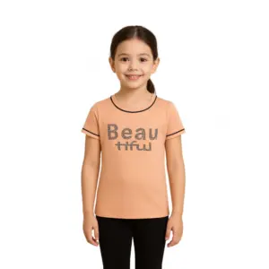 Girl's Cotton Printeded Round Neck T-Shirt (Sandal Beach)