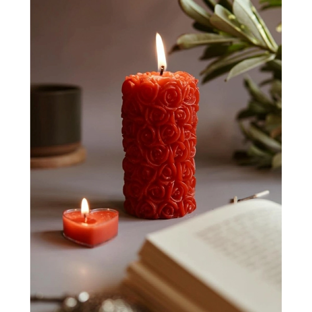 Soya Wax Small Rose Designer Pillar Scented Candle - Image 2