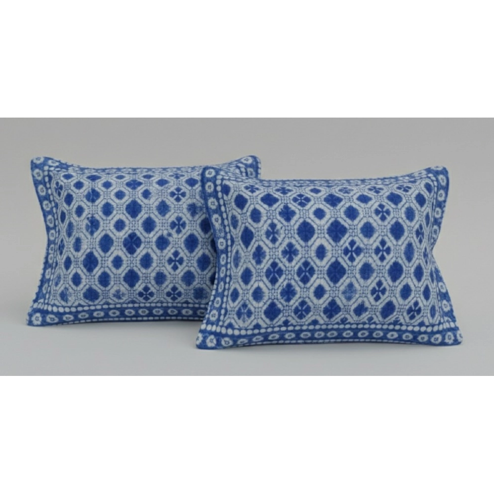 Fleece Geometric Double Polar Warm Bedsheet with 2 Pillow Cover (Blue) - Image 2