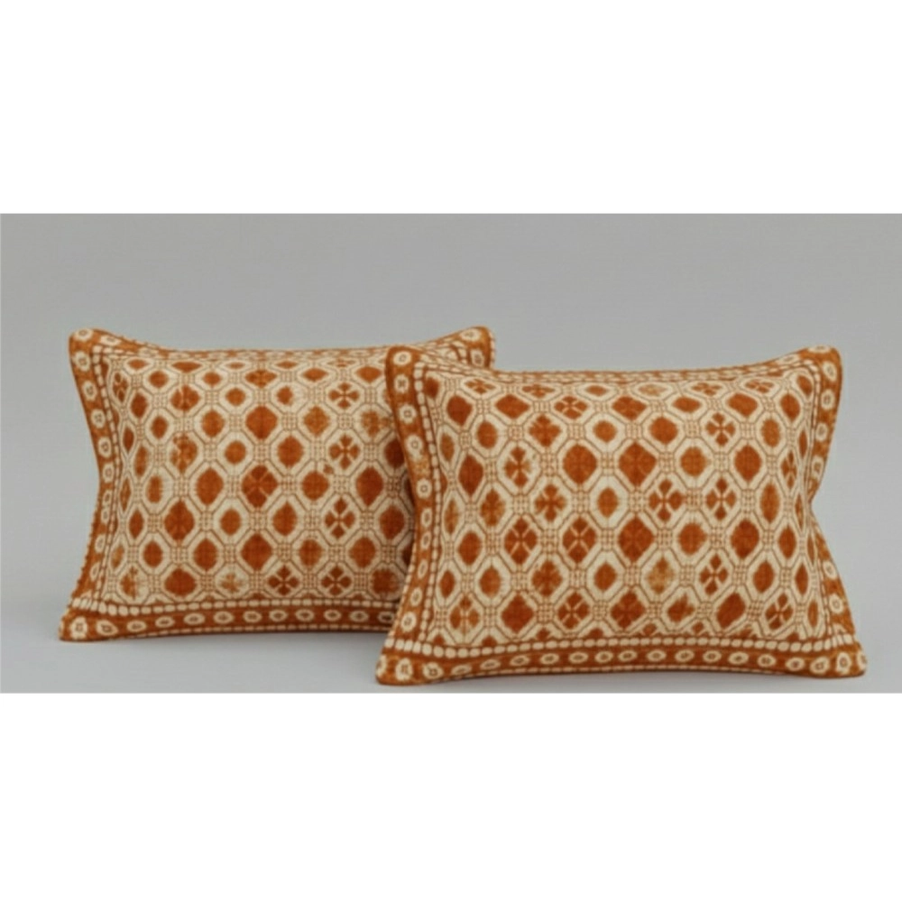 Fleece Geometric Double Polar Warm Bedsheet with 2 Pillow Cover (Orange) - Image 2