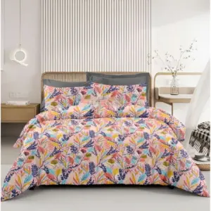 Microfiber Floral Printed Double Bedsheet with 2 Pillow Covers (Multicolor)