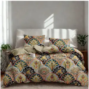 Microfiber Floral Printed Double Bedsheet with 2 Pillow Covers (Multicolor)