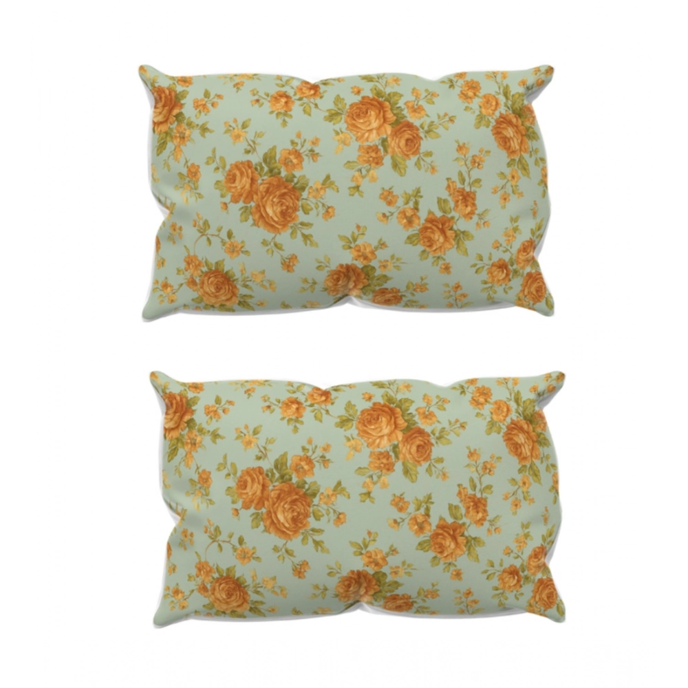 Microfiber Floral Printed Double Bedsheet with 2 Pillow Covers (Beige) - Image 2