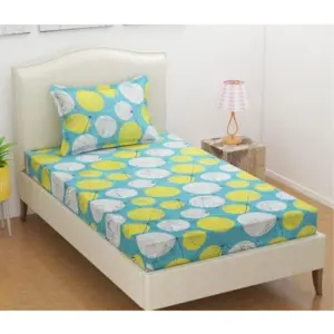 Microfiber Floral Printed Single Bedsheet with 1 Pillow Cover (Green)