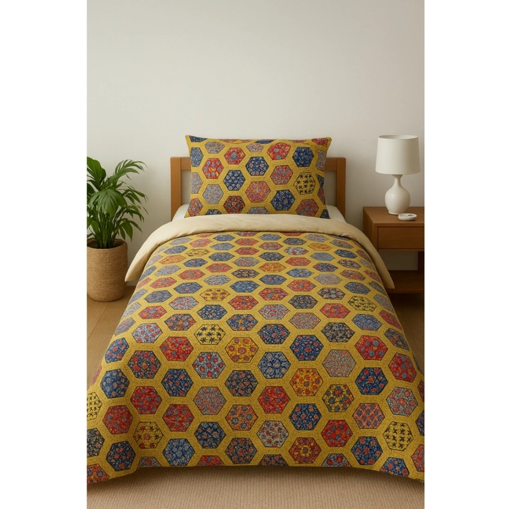 Microfiber Floral Printed Single Bedsheet with 1 Pillow Cover (Multicolor)