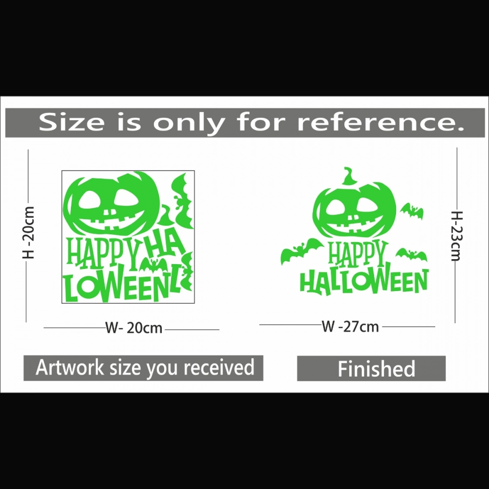Green Happy Halloween Radium Wall Sticker - Image 2