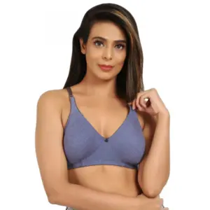 Women's Cotton Blend Non Padded T Shirt Bra (Blue)
