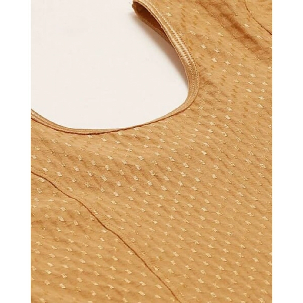 Women's?Cotton Lycra Blend Solid Non Padded Readymade Blouse (Beige, Size: Free Size) - Image 2