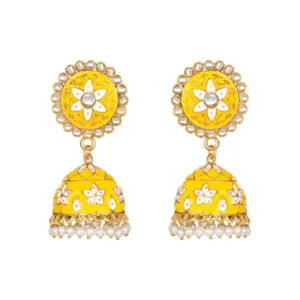 Women's Rose Gold Plated Alloy Earrings (Yellow)