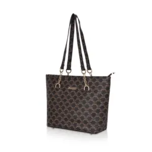 Women's Faux Leather Printed Tote Bag (Brown)