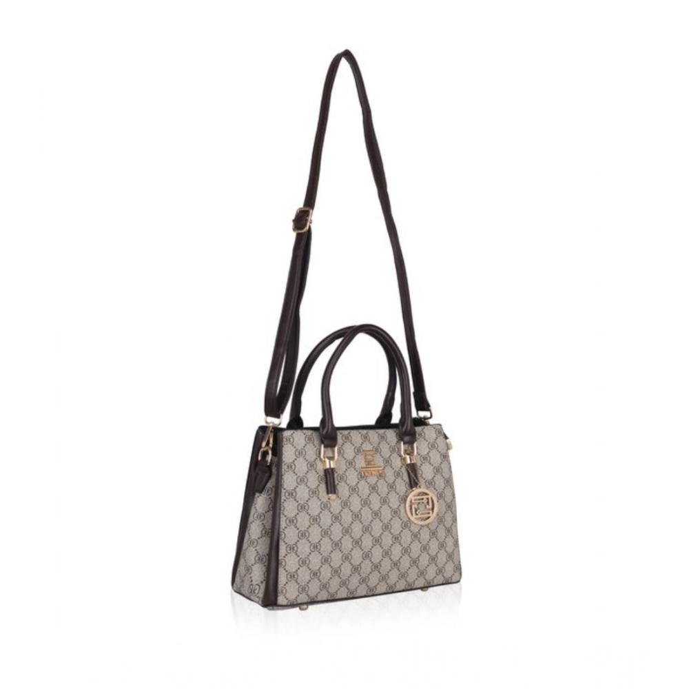Women's Faux Leather Printed Handbag (Coffee) - Image 2