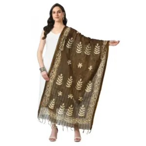 Women's Cotton Printed Dupatta (Mehandi, Length:?Free Size)