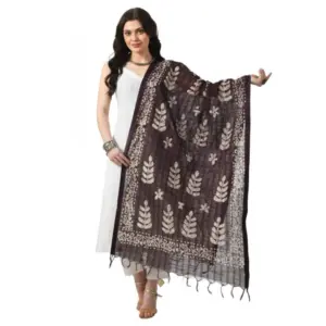 Women's Cotton Printed Dupatta (Wine, Length:?Free Size)