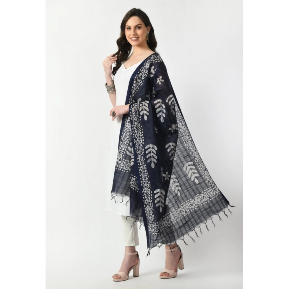 Women's Cotton Printed Dupatta (Blue, Length:?Free Size) - Image 3