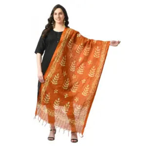 Women's Cotton Printed Dupatta (Mustard, Length:?Free Size)
