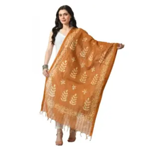 Women's Cotton Printed Dupatta (Rust, Length:?Free Size)