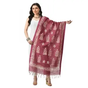 Women's Cotton Printed Dupatta (Levender, Length:?Free Size)