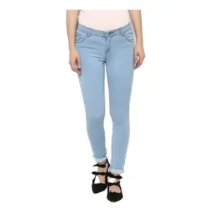 Women's Denim Distressed Buttoned Jeans (Blue)